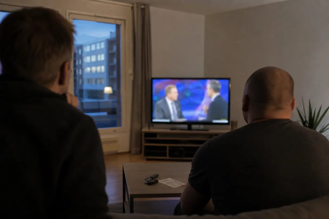 Hervantalaisen asunnon olohuoneessa televisio näyttää sumeaa poliittista haastattelua, ja pöydällä on polttoainekuitti sekä auton avaimet.